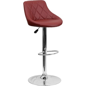 image:imageFlash Furniture Caldwell 2 Pk Contemporary Gray Vinyl Bucket Seat Adjustable Height Barstool with Chrome BaseBurgundy