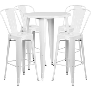 image:imageFlash Furniture Callum Commercial Grade 30 Round Black Metal IndoorOutdoor Bar Table Set with 4 Cafe StoolsWhite