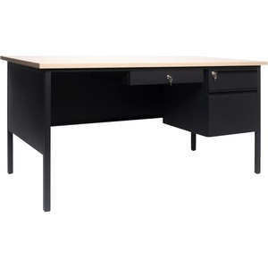 image:imageFlash Furniture Cambridge Right Side Single Pedestal Desk with 3 Locking Drawers Commercial Grade Teachers or Office Desk 30x60 Metal Frame White OakBlackWhite Oak