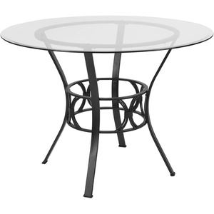 image:imageFlash Furniture Carlisle 42 Round Glass Dining Table with Black Metal FrameClearBlack