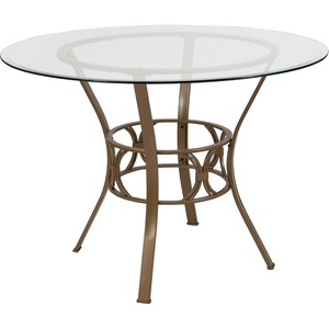 image:imageFlash Furniture Carlisle 42 Round Glass Dining Table with Black Metal FrameClearMatte Gold