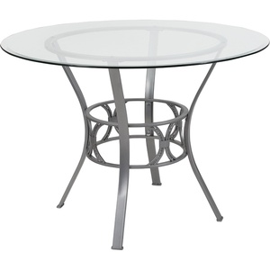 image:imageFlash Furniture Carlisle 42 Round Glass Dining Table with Silver Metal FrameClearSilver