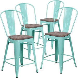 image:imageFlash Furniture Carly 24 High Mint Green Metal Counter Height Stool with Back and Wood Seat4