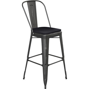 image:imageFlash Furniture Carly Commercial Grade 30 High Black Metal IndoorOutdoor Bar Height Stool with Back and Black Polystyrene Seat