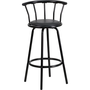 image:imageFlash Furniture Charla Crown Back Black Metal Barstool with Black Vinyl Swivel Seat