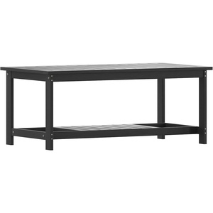 image:imageFlash Furniture Charlestown Two Tiered Commercial Grade Adirondack Coffee Table  Gray Finish Poly Resin Wood  AllWeather  Slatted Shelf DesignGreyBlack