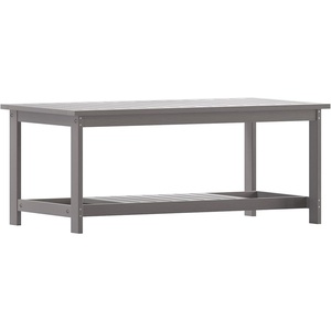 image:imageFlash Furniture Charlestown Two Tiered Commercial Grade Adirondack Coffee Table  Gray Finish Poly Resin Wood  AllWeather  Slatted Shelf DesignGreyGrey