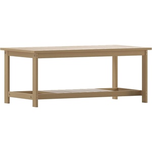 image:imageFlash Furniture Charlestown Two Tiered Commercial Grade Adirondack Coffee Table  Gray Finish Poly Resin Wood  AllWeather  Slatted Shelf DesignGreyNatural Cedar