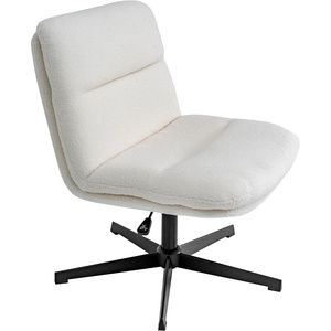 image:imageFlash Furniture Chloe Commercial MidBack Swivel Office Chair Wide Design Padded LeatherSoft Adjustable Height Ergonomic MidRise Back Armless CognacBlackCream Faux ShearlingBlack Frame