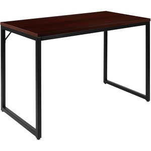 image:imageFlash Furniture Clifton Modern Office Computer Desk with Top and Bottom Storage Shelves Small Computer Desk for Home Office 28W BlackMahogany