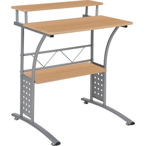 image:imageFlash Furniture Clifton Modern Office Computer Desk with Top and Bottom Storage Shelves Small Computer Desk for Home Office 28W BlackMaple