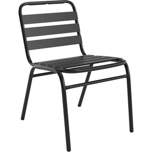 image:imageFlash Furniture Commercial Aluminum IndoorOutdoor Restaurant Stack Chair with Triple Slat BackBlack