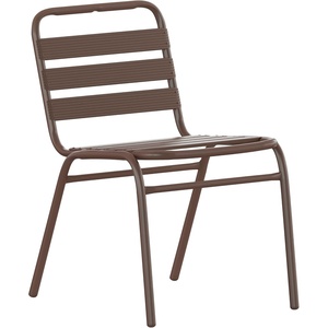 image:imageFlash Furniture Commercial Aluminum IndoorOutdoor Restaurant Stack Chair with Triple Slat BackBronze