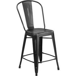 image:imageFlash Furniture Commercial Grade 24 High Black Metal IndoorOutdoor Counter Height Stool with Removable BackBlack