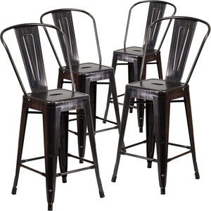 image:imageFlash Furniture Commercial Grade 24 High Black Metal IndoorOutdoor Counter Height Stool with Removable BackBlackantique Gold