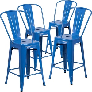 image:imageFlash Furniture Commercial Grade 24 High Black Metal IndoorOutdoor Counter Height Stool with Removable BackBlue