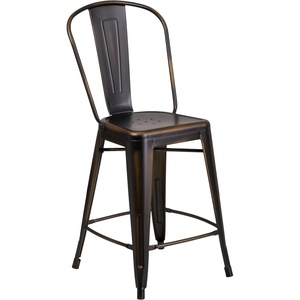 image:imageFlash Furniture Commercial Grade 24 High Black Metal IndoorOutdoor Counter Height Stool with Removable BackCopper