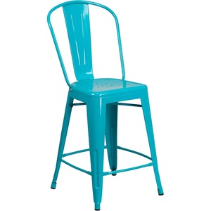 image:imageFlash Furniture Commercial Grade 24 High Black Metal IndoorOutdoor Counter Height Stool with Removable BackCrystal Tealblue