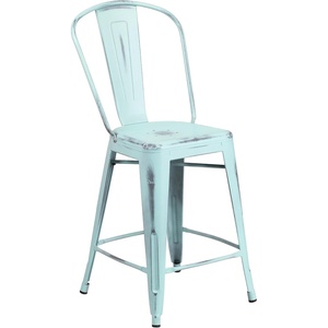 image:imageFlash Furniture Commercial Grade 24 High Black Metal IndoorOutdoor Counter Height Stool with Removable BackGreenblue