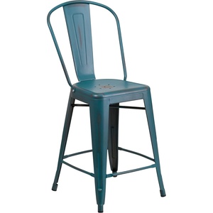 image:imageFlash Furniture Commercial Grade 24 High Black Metal IndoorOutdoor Counter Height Stool with Removable BackKelly Blueteal