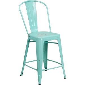 image:imageFlash Furniture Commercial Grade 24 High Black Metal IndoorOutdoor Counter Height Stool with Removable BackMint Green