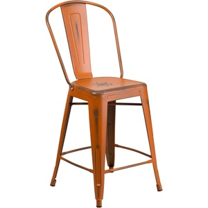 image:imageFlash Furniture Commercial Grade 24 High Black Metal IndoorOutdoor Counter Height Stool with Removable BackOrange