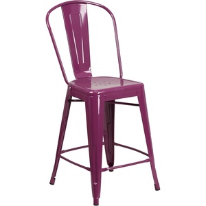 image:imageFlash Furniture Commercial Grade 24 High Black Metal IndoorOutdoor Counter Height Stool with Removable BackPurple