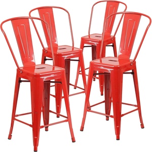image:imageFlash Furniture Commercial Grade 24 High Black Metal IndoorOutdoor Counter Height Stool with Removable BackRed