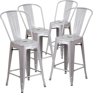 image:imageFlash Furniture Commercial Grade 24 High Black Metal IndoorOutdoor Counter Height Stool with Removable BackSilver