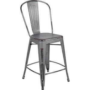 image:imageFlash Furniture Commercial Grade 24 High Black Metal IndoorOutdoor Counter Height Stool with Removable BackSilver Gray