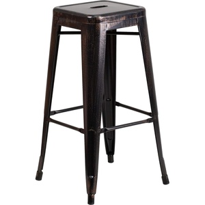 image:imageFlash Furniture Commercial Grade 30 High Backless Silver Metal IndoorOutdoor BarStool with Square SeatBlackantique Gold