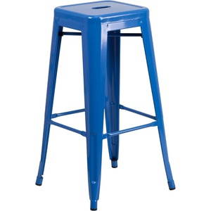 image:imageFlash Furniture Commercial Grade 30 High Backless Silver Metal IndoorOutdoor BarStool with Square SeatBlue