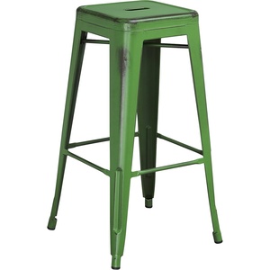 image:imageFlash Furniture Commercial Grade 30 High Backless Silver Metal IndoorOutdoor BarStool with Square SeatDistressed Green