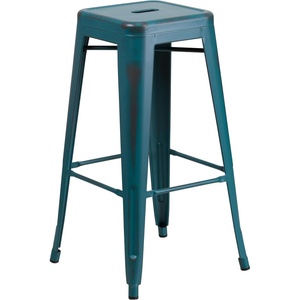 image:imageFlash Furniture Commercial Grade 30 High Backless Silver Metal IndoorOutdoor BarStool with Square SeatDistressed Kelly Blueteal