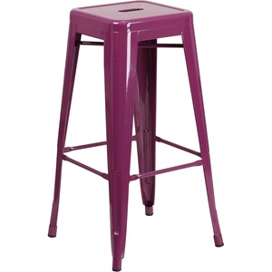 image:imageFlash Furniture Commercial Grade 30 High Backless Silver Metal IndoorOutdoor BarStool with Square SeatPurple