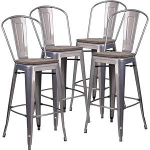 image:imageFlash Furniture Commercial Grade 30 High Black Metal IndoorOutdoor Barstool with Removable BackBlack