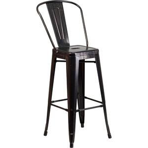 image:imageFlash Furniture Commercial Grade 30 High Black Metal IndoorOutdoor Barstool with Removable BackBlackantique Gold