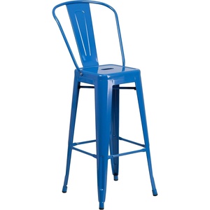 image:imageFlash Furniture Commercial Grade 30 High Black Metal IndoorOutdoor Barstool with Removable BackBlue