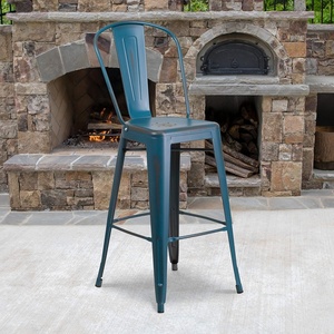 image:imageFlash Furniture Commercial Grade 30 High Black Metal IndoorOutdoor Barstool with Removable BackDistressed Antique Blue