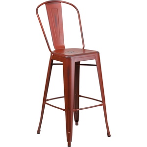 image:imageFlash Furniture Commercial Grade 30 High Black Metal IndoorOutdoor Barstool with Removable BackDistressed Kelly Red