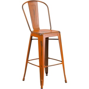 image:imageFlash Furniture Commercial Grade 30 High Black Metal IndoorOutdoor Barstool with Removable BackDistressed Orange