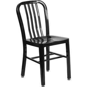 image:imageFlash Furniture Commercial Grade Black Metal IndoorOutdoor ChairBlack
