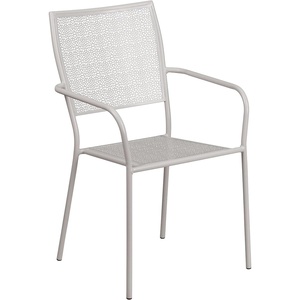image:imageFlash Furniture Commercial Grade White IndoorOutdoor Steel Patio Arm Chair with Square BackLight Gray