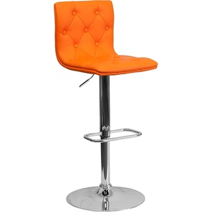 image:imageFlash Furniture Contemporary Button Tufted White Vinyl Adjustable Height Barstool with Chrome BaseOrange