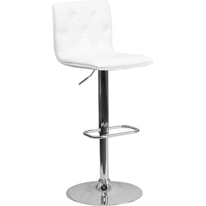image:imageFlash Furniture Contemporary Button Tufted White Vinyl Adjustable Height Barstool with Chrome BaseWhite