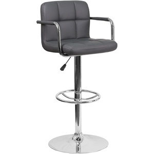 image:imageFlash Furniture Contemporary Gray Quilted Vinyl Adjustable Height Barstool with Arms and Chrome BaseGrey