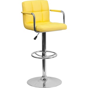 image:imageFlash Furniture Contemporary Gray Quilted Vinyl Adjustable Height Barstool with Arms and Chrome BaseYellow