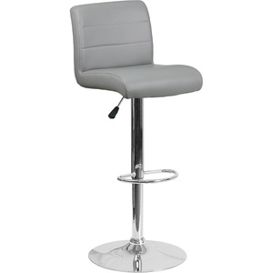 image:imageFlash Furniture Contemporary Gray Vinyl Adjustable Height Barstool with Rolled Seat and Chrome BaseGrey