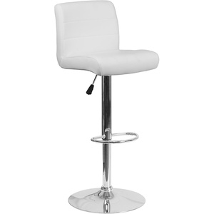 image:imageFlash Furniture Contemporary Gray Vinyl Adjustable Height Barstool with Rolled Seat and Chrome BaseWhite
