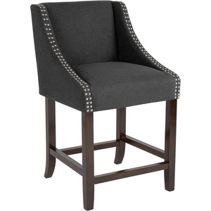 image:imageFlash Furniture Contemporary Red Vinyl Adjustable Height Barstool with Solid Wave Seat and Chrome BaseBlack Fabric